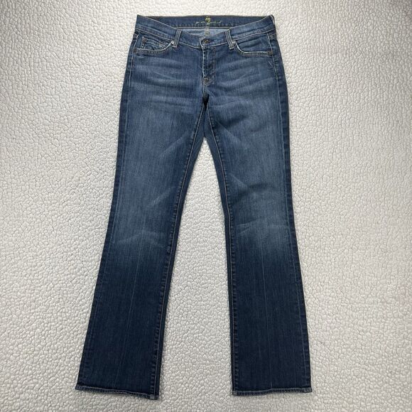 7 For All Mankind Bootcut Jeans Women’s Size 29 (30x33) Blue Boho Western Rodeo - Picture 2 of 14